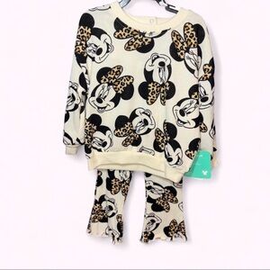 Disney Baby Cream & Black Leopard Print Sweater Set
